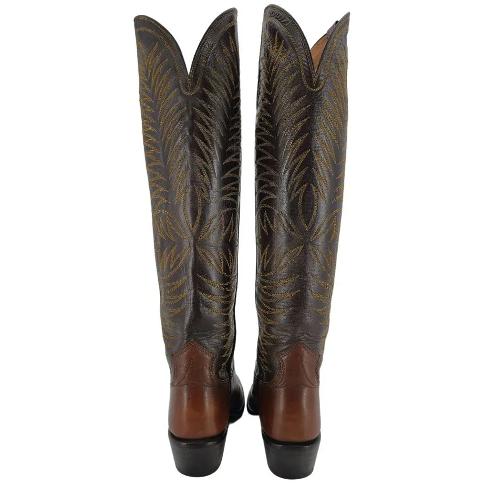 Vintage Paul Bond Tall Custom Womens Size 6B Brown Leather Cowboy Western Boots - Picture 3 of 15